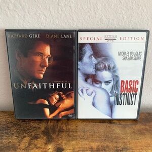 Erotic Thriller DVD Bundle Lot - Basic Instinct, Unfaithful - Special Edition